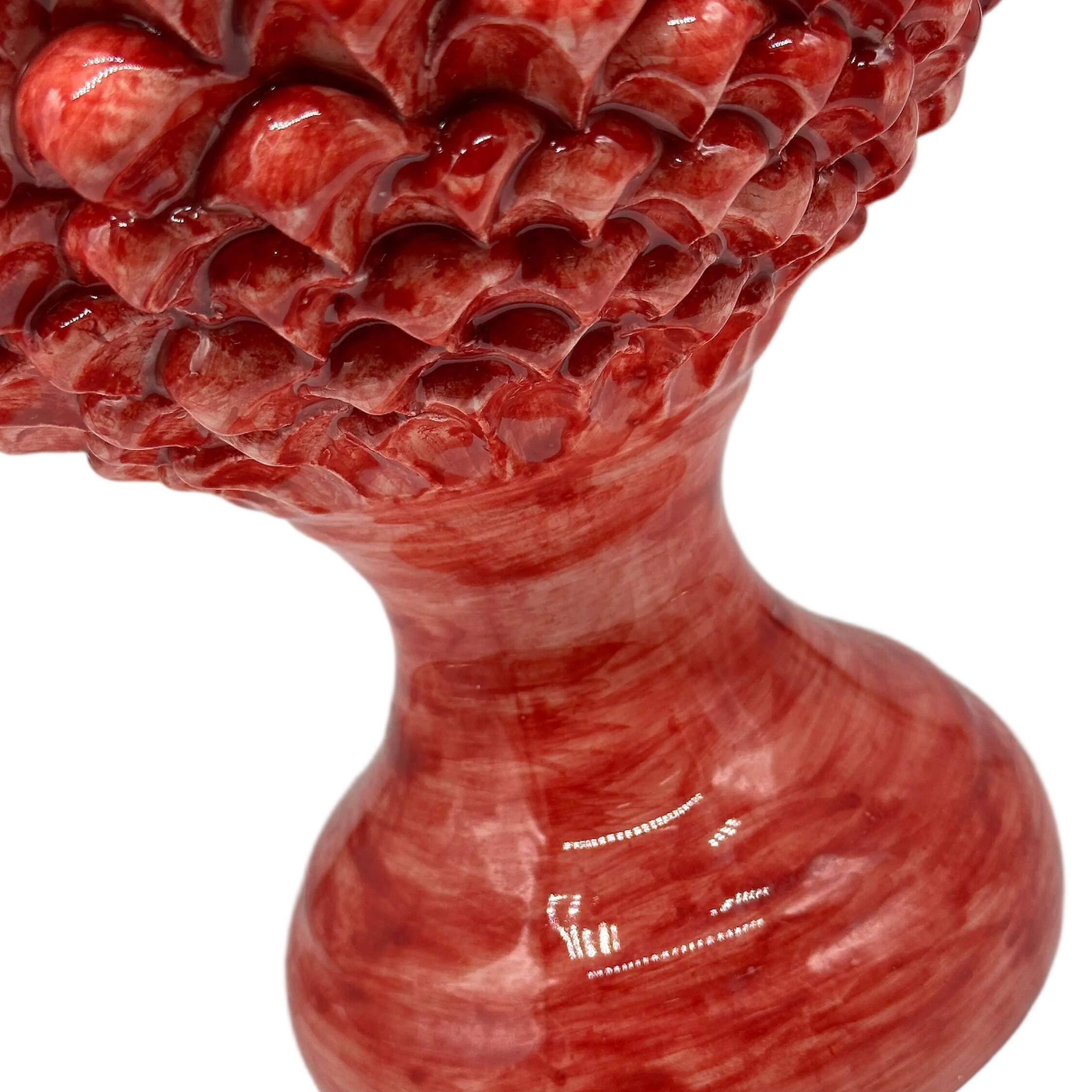 Pigna Ceramica Caltagirone cm H.40 Artigianale Rosso Linea Luis DD CERAMICHE SICILIANE