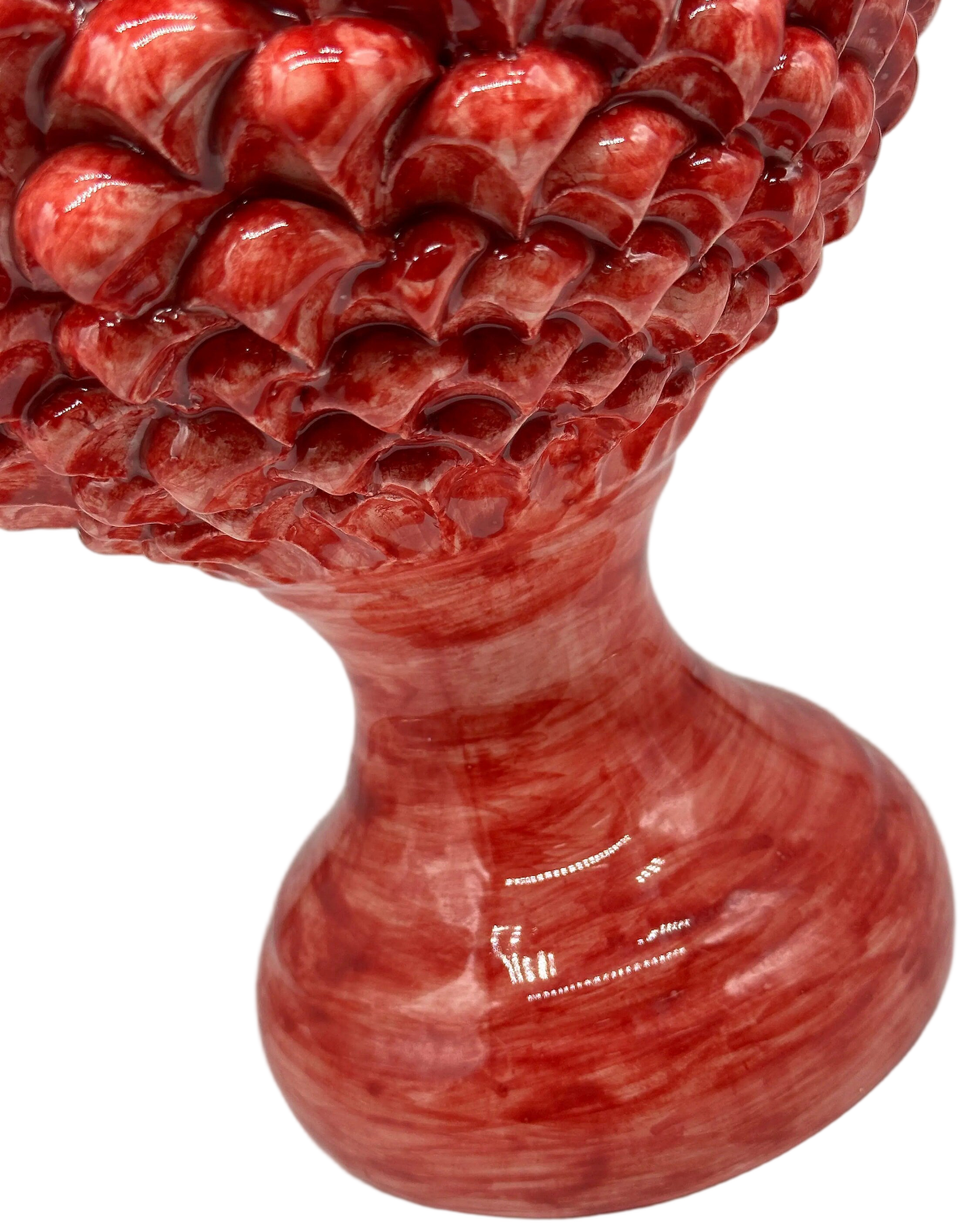 Pigna Ceramica Caltagirone cm H.40 Artigianale Rosso Linea Luis DD CERAMICHE SICILIANE