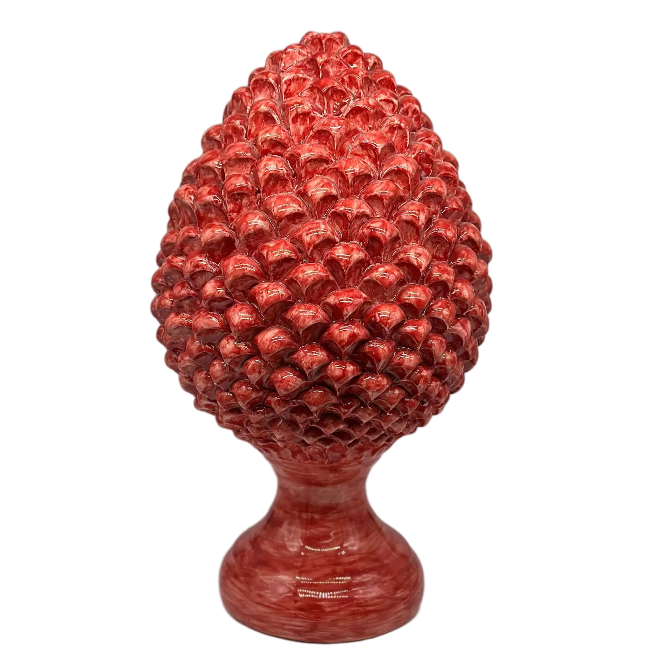 Pigna Ceramica Caltagirone cm H.40 Artigianale Rosso Linea Luis DD CERAMICHE SICILIANE