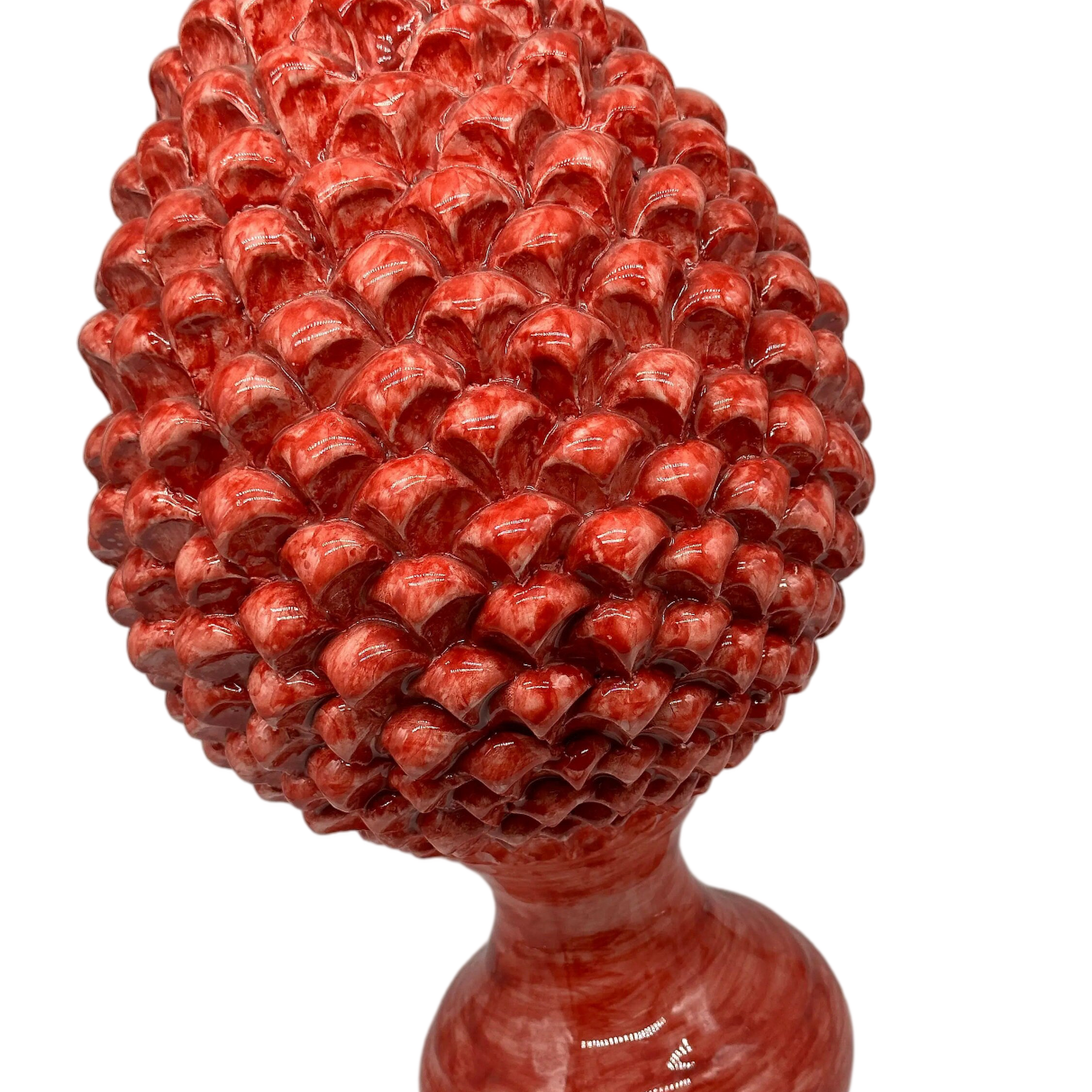 Pigna Ceramica Caltagirone cm H.40 Artigianale Rosso Linea Luis DD CERAMICHE SICILIANE