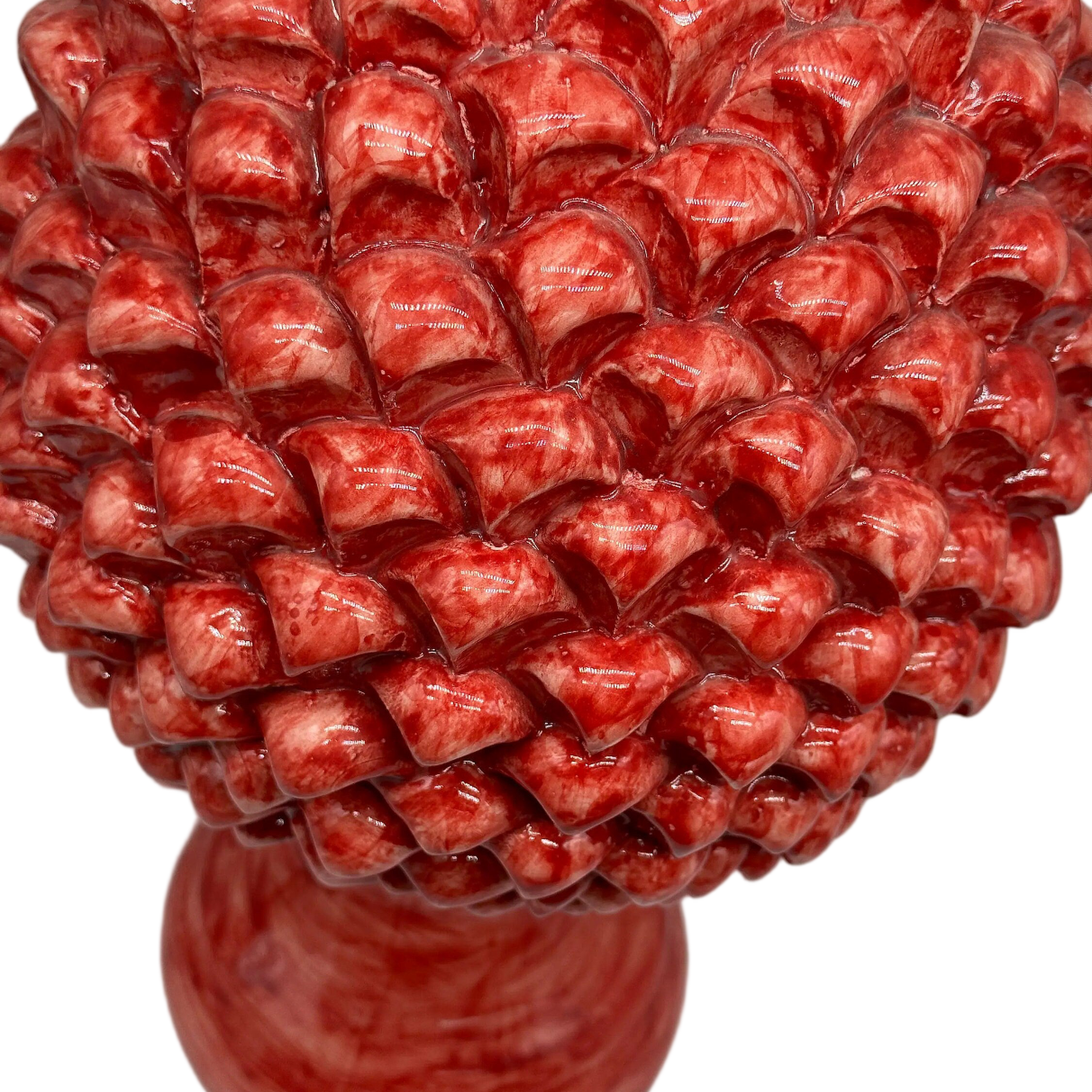 Pigna Ceramica Caltagirone cm H.40 Artigianale Rosso Linea Luis DD CERAMICHE SICILIANE