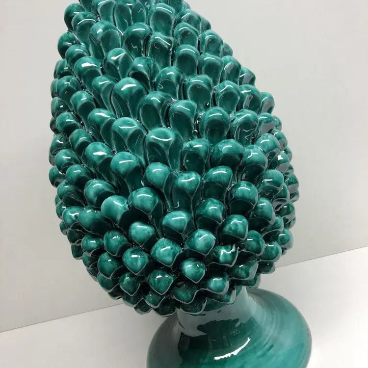 Pigna Ceramica Caltagirone cm H.40 Artigianale Verde Cristallo DD CERAMICHE SICILIANE