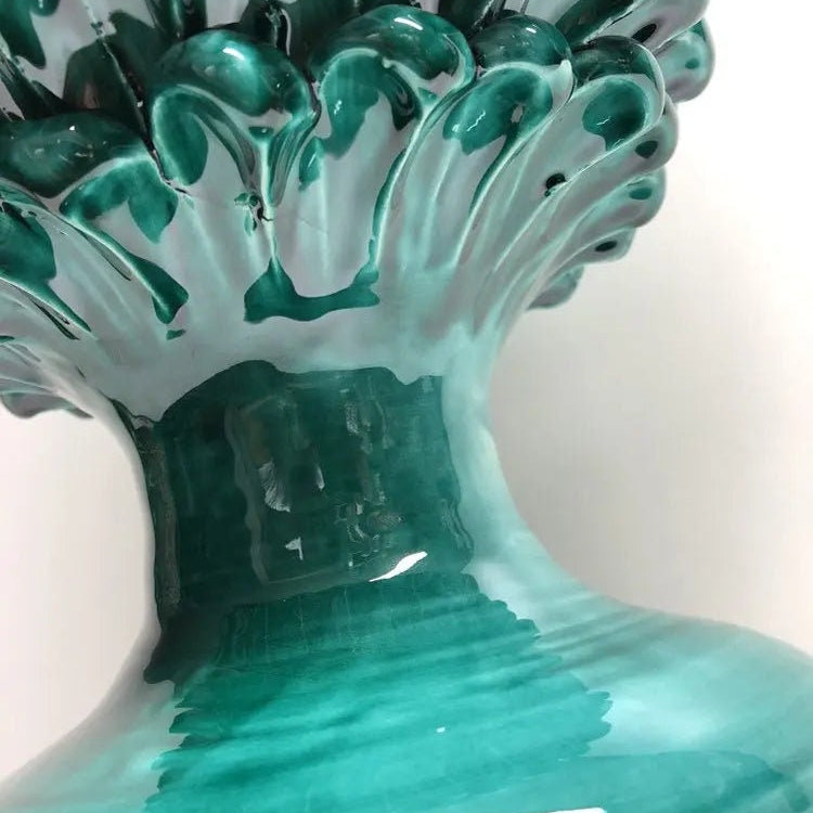 Pigna Ceramica Caltagirone cm H.40 Artigianale Verde Cristallo DD CERAMICHE SICILIANE