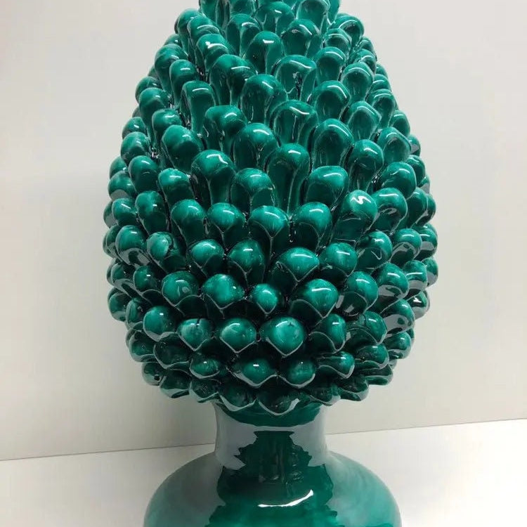 Pigna Ceramica Caltagirone cm H.40 Artigianale Verde Cristallo DD CERAMICHE SICILIANE