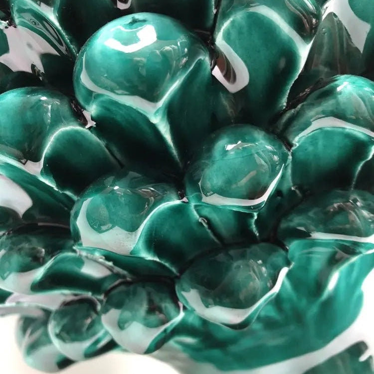 Pigna Ceramica Caltagirone cm H.40 Artigianale Verde Cristallo DD CERAMICHE SICILIANE