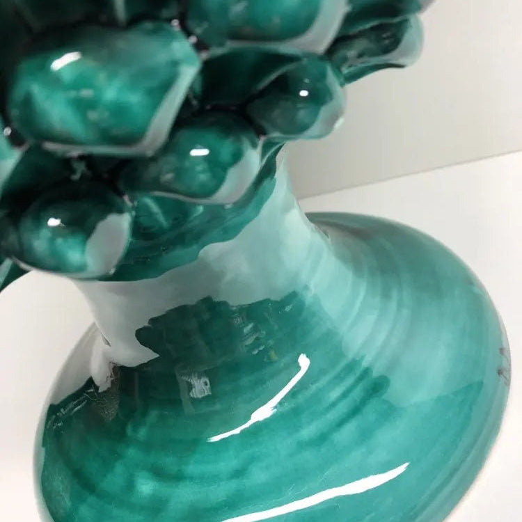 Pigna Ceramica Caltagirone cm H.40 Artigianale Verde Cristallo DD CERAMICHE SICILIANE