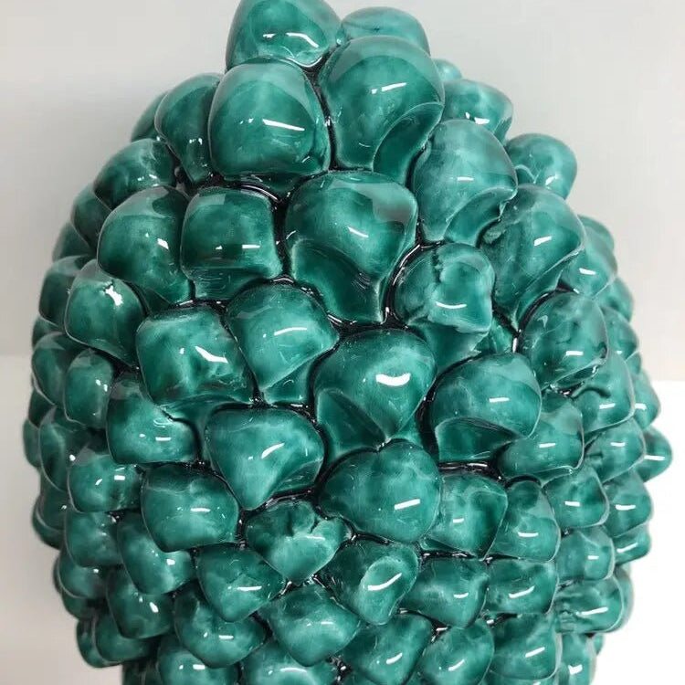 Pigna Ceramica Caltagirone cm H.40 Artigianale Verde Cristallo DD CERAMICHE SICILIANE