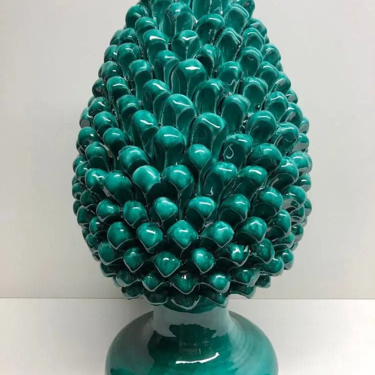 Pigna Ceramica Caltagirone cm H.40 Artigianale Verde Cristallo DD CERAMICHE SICILIANE