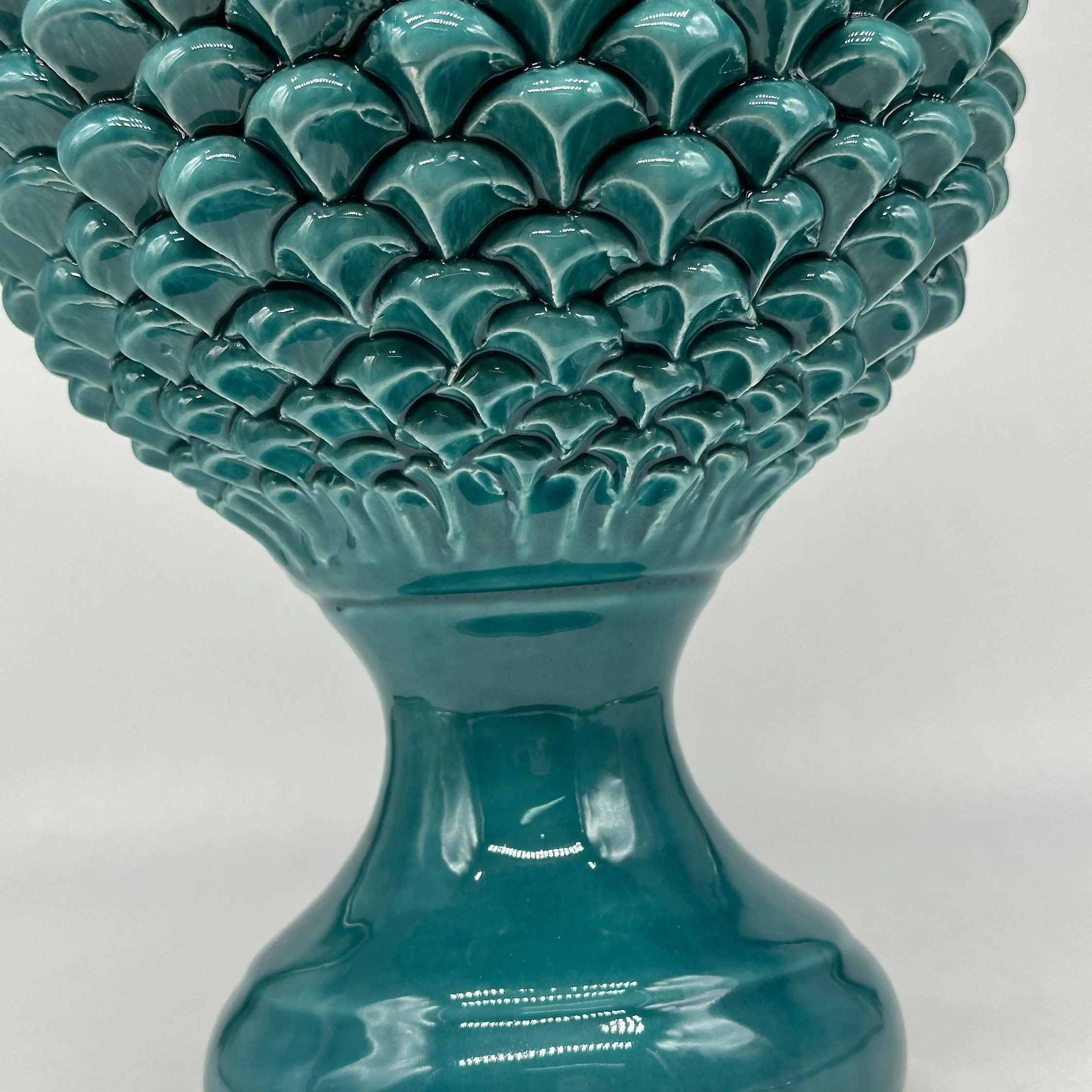 Pigna Ceramica Caltagirone cm H.40 Artigianale Verde Linea Luis DD CERAMICHE SICILIANE