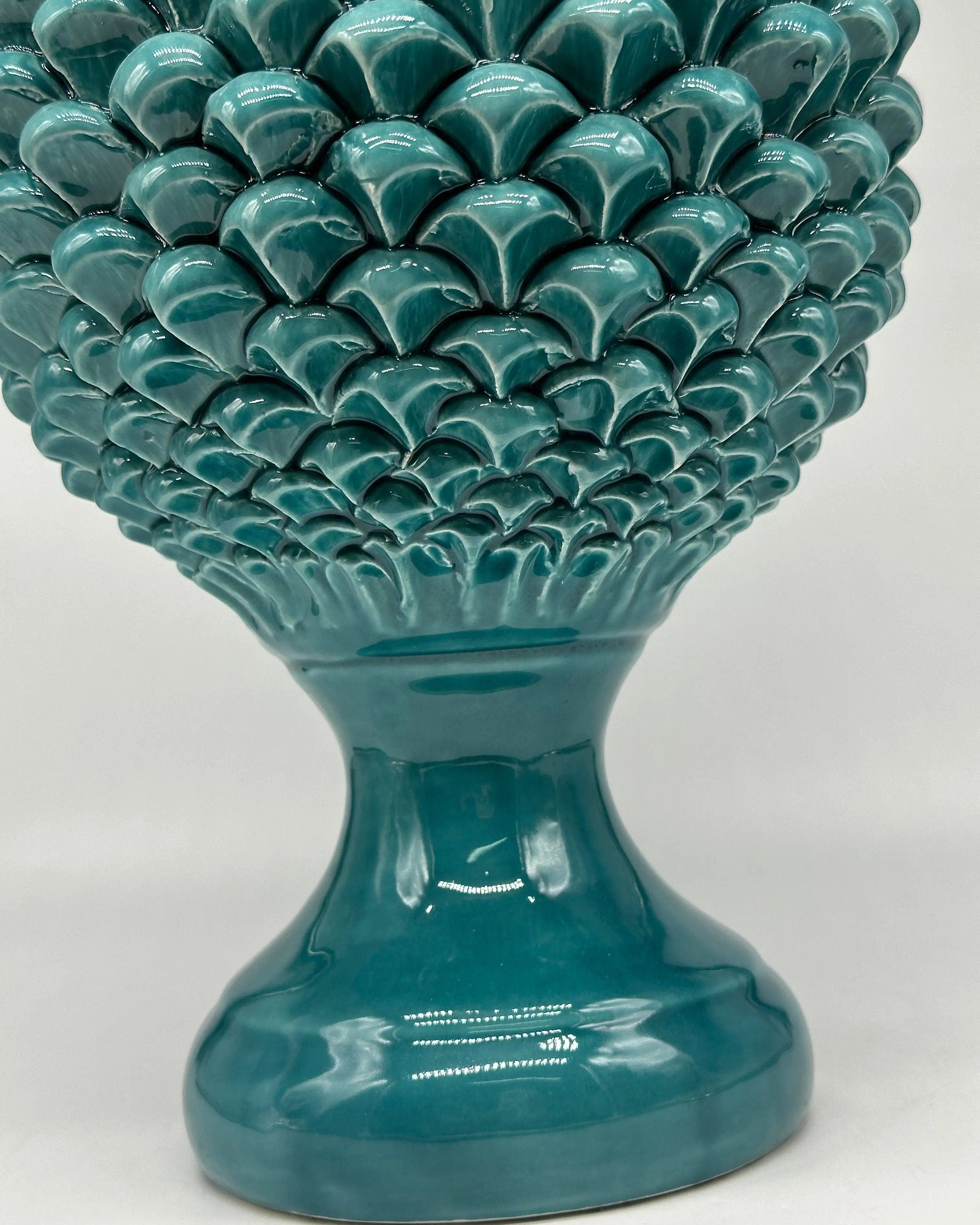 Pigna Ceramica Caltagirone cm H.40 Artigianale Verde Linea Luis DD CERAMICHE SICILIANE