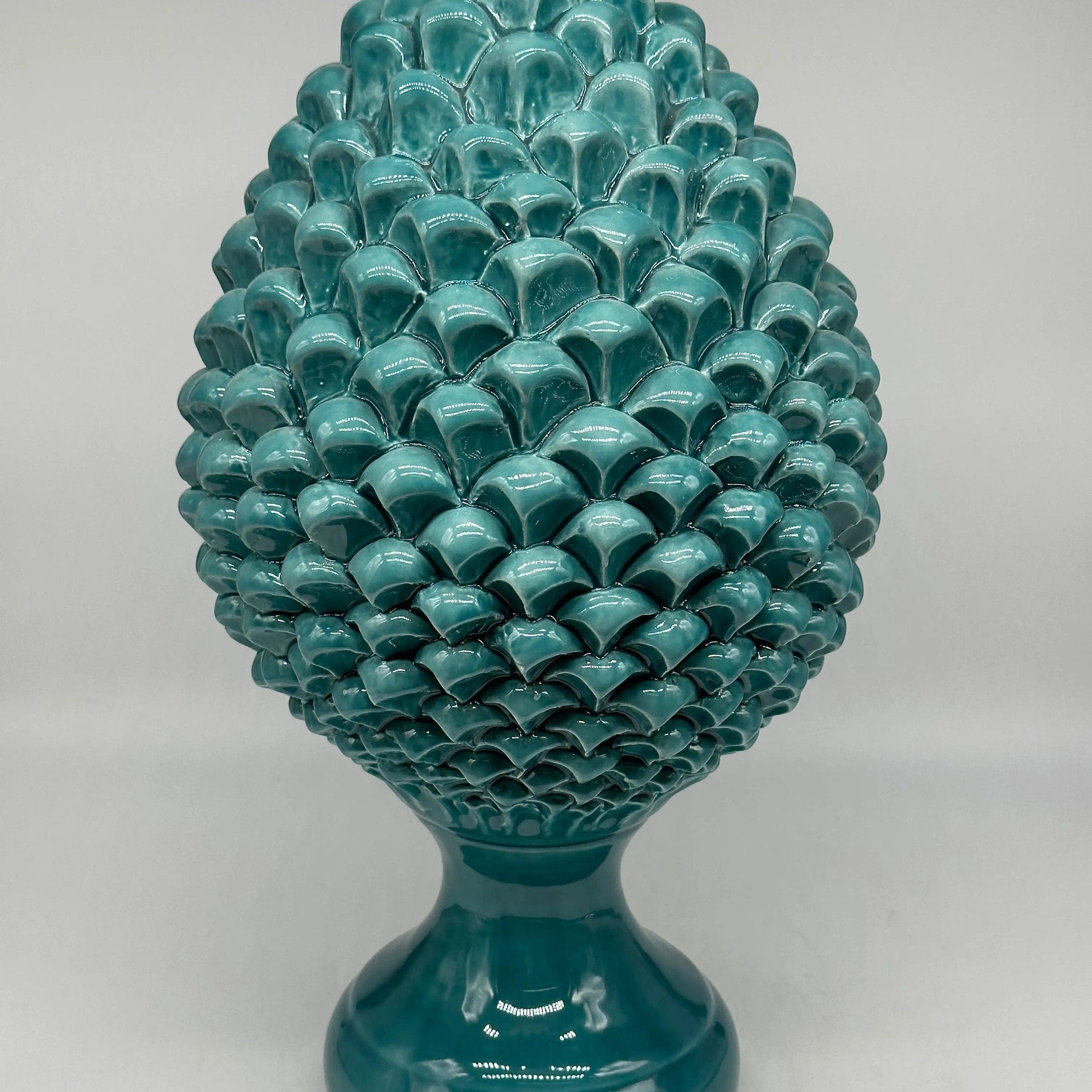 Pigna Ceramica Caltagirone cm H.40 Artigianale Verde Linea Luis DD CERAMICHE SICILIANE
