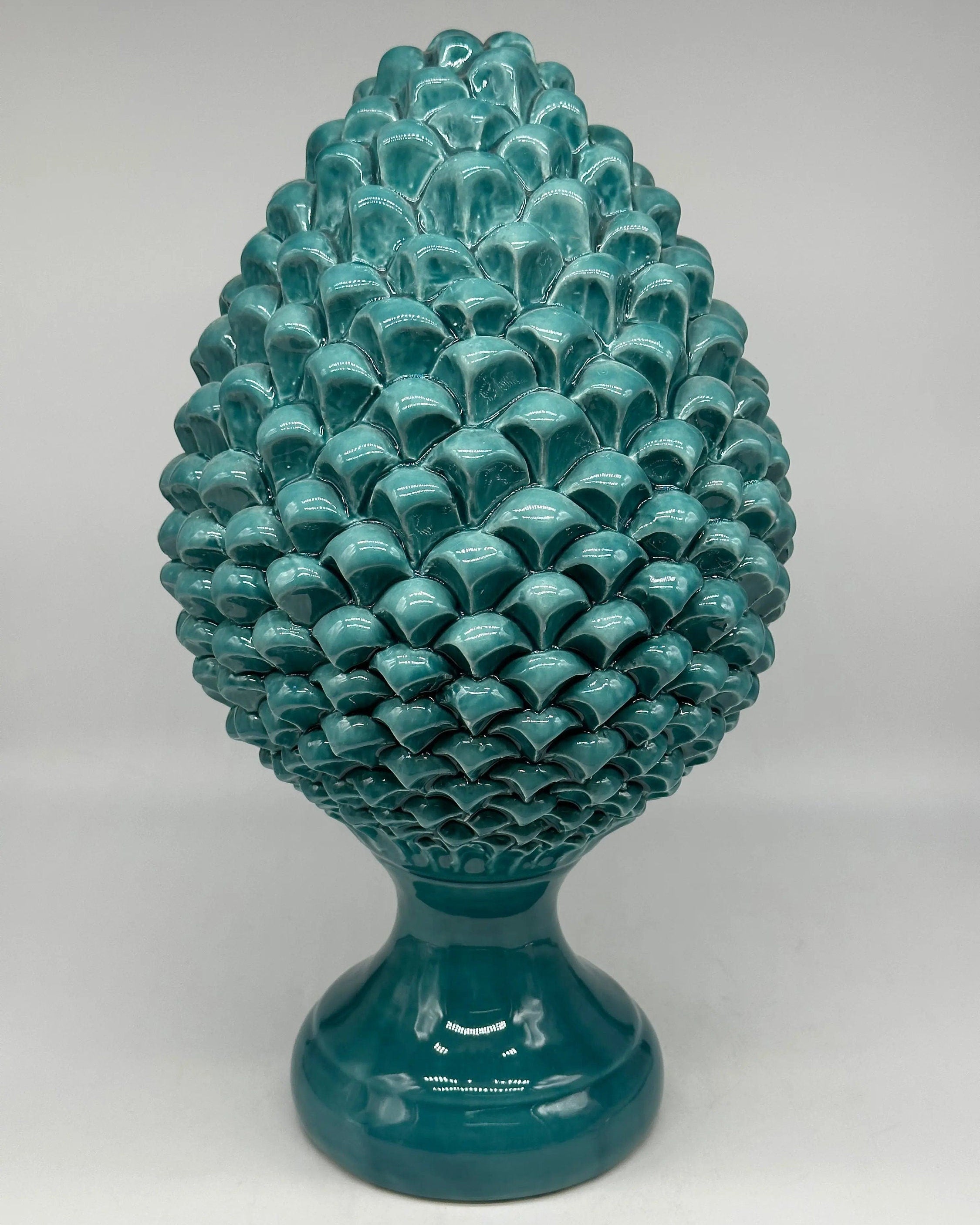 Pigna Ceramica Caltagirone cm H.40 Artigianale Verde Linea Luis DD CERAMICHE SICILIANE
