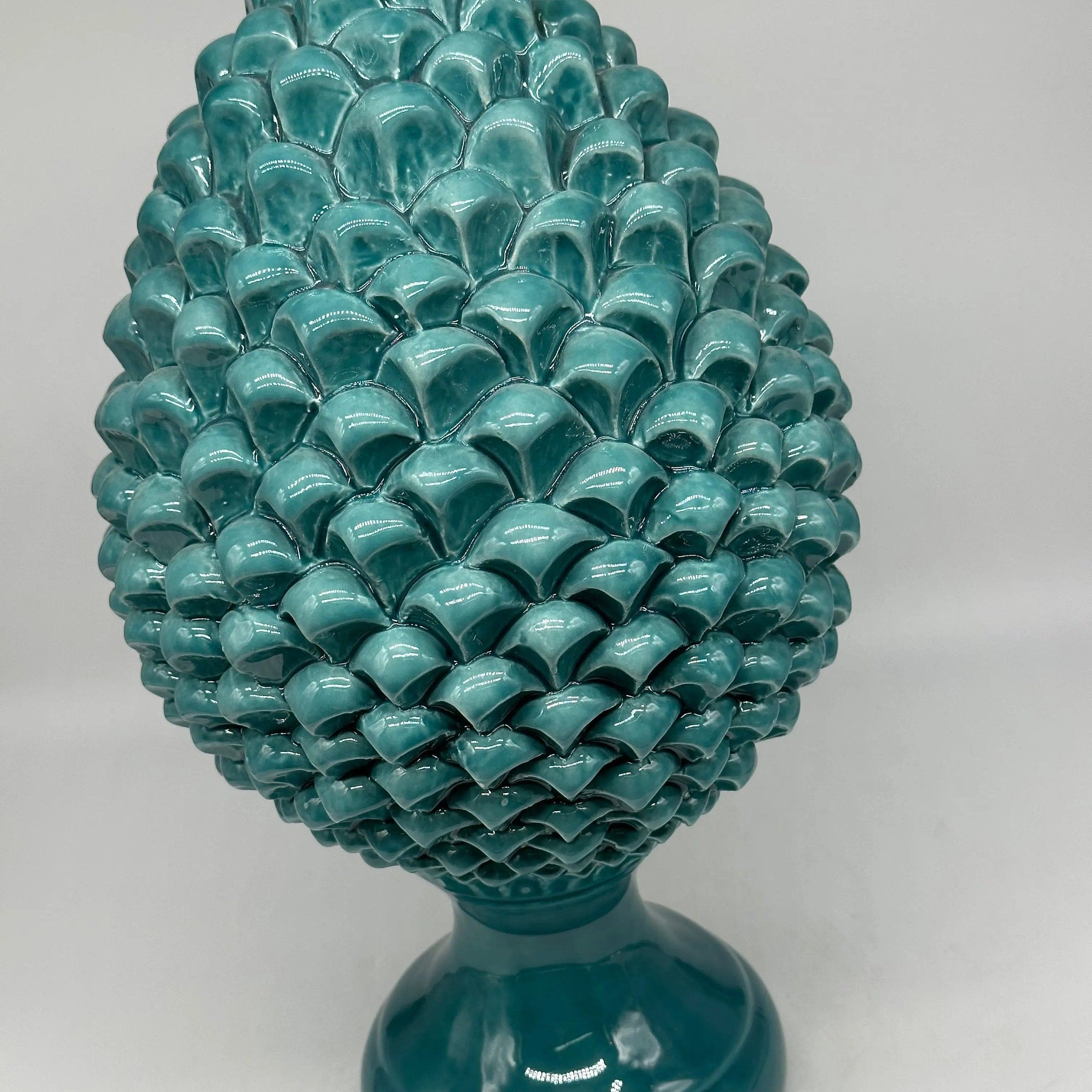 Pigna Ceramica Caltagirone cm H.40 Artigianale Verde Linea Luis DD CERAMICHE SICILIANE