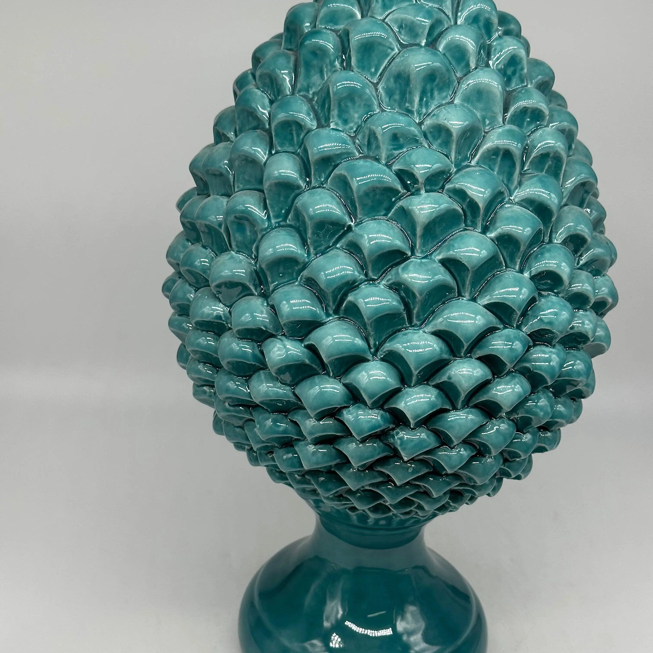 Pigna Ceramica Caltagirone cm H.40 Artigianale Verde Linea Luis DD CERAMICHE SICILIANE