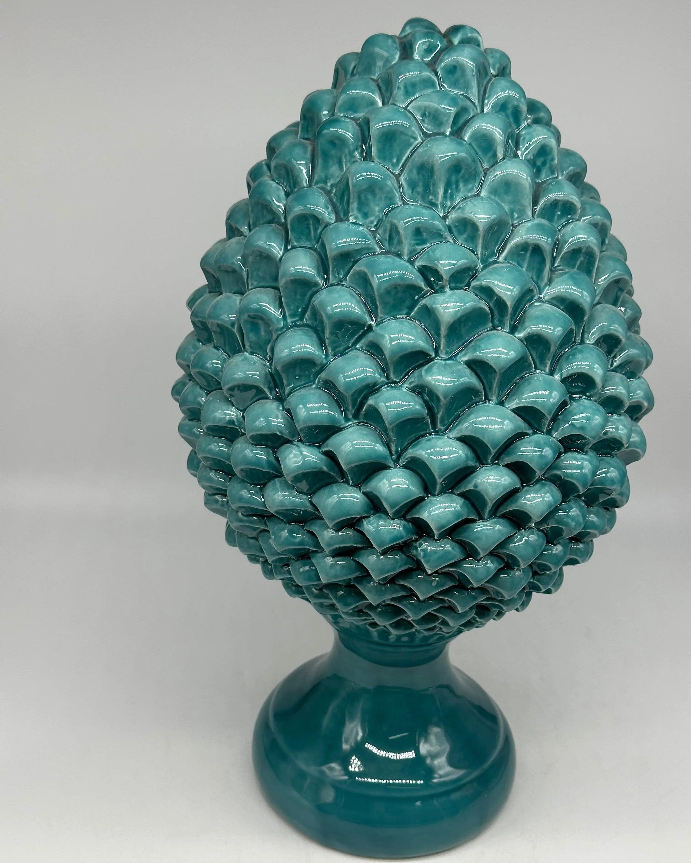 Pigna Ceramica Caltagirone cm H.40 Artigianale Verde Linea Luis DD CERAMICHE SICILIANE