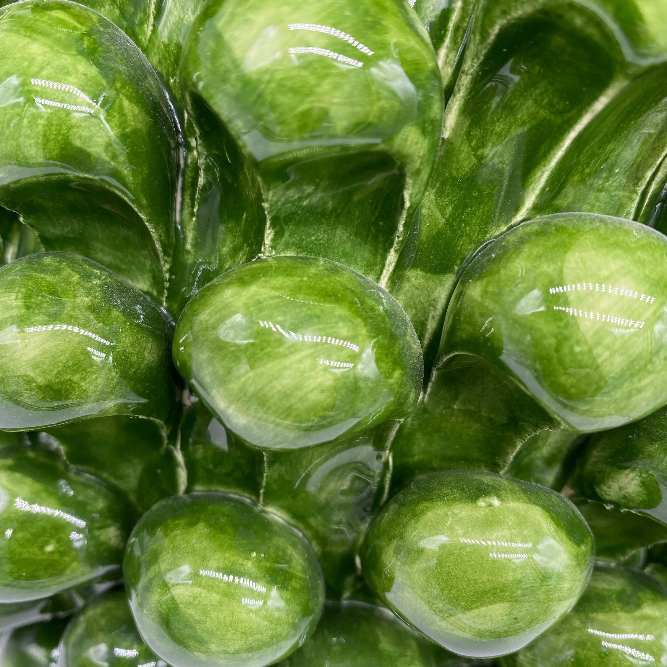 Pigna Ceramica Caltagirone cm H.40 Artigianale Verde Prato Base Decorata DD CERAMICHE SICILIANE