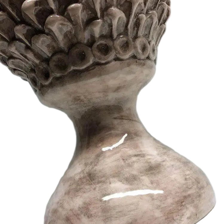 Pigna Ceramica Caltagirone cm H.45 Artigianale Beige Écru Linea Luis - DD CERAMICHE SICILIANE