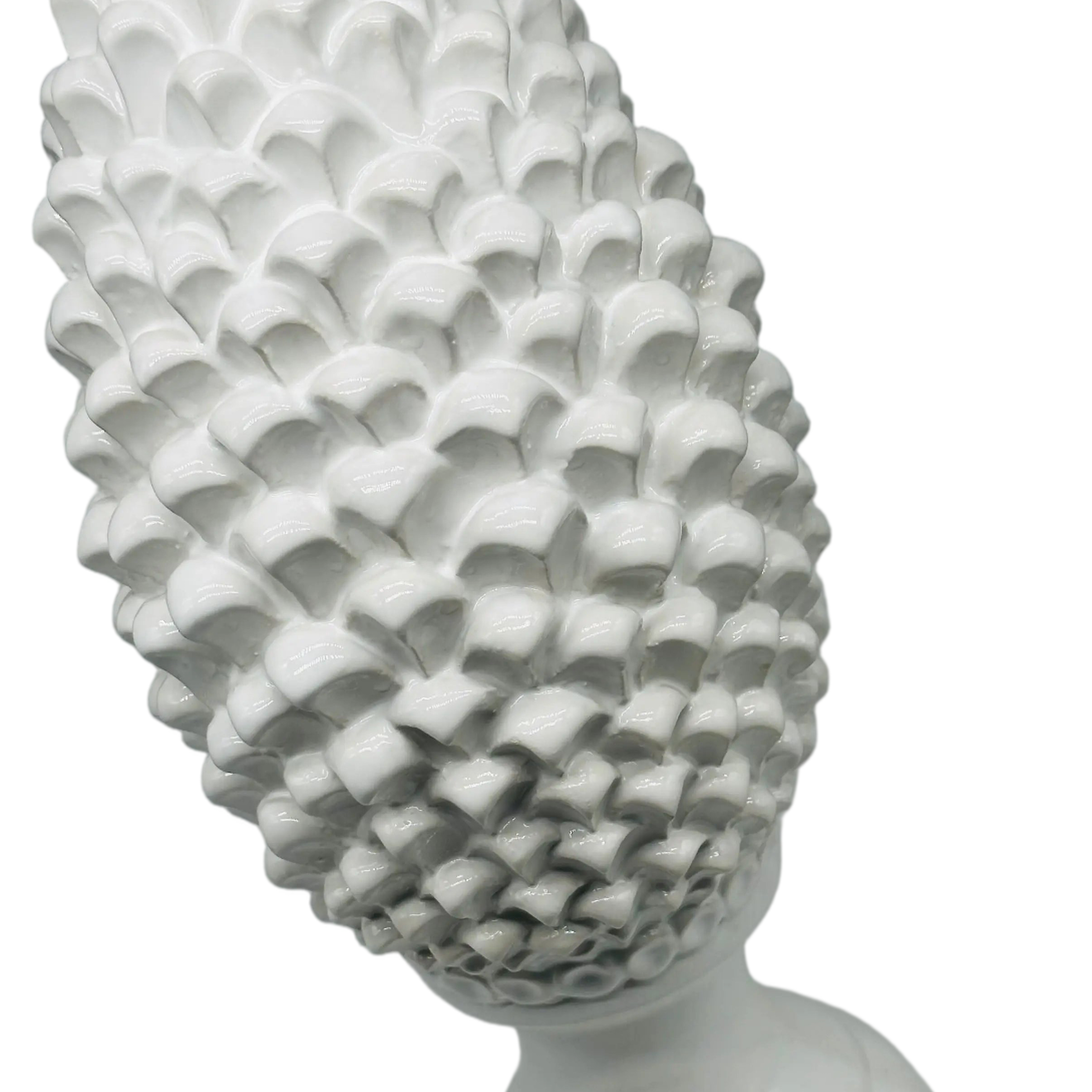 Pigna Ceramica Caltagirone cm H.45 Artigianale Bianco Linea Luis DD CERAMICHE SICILIANE