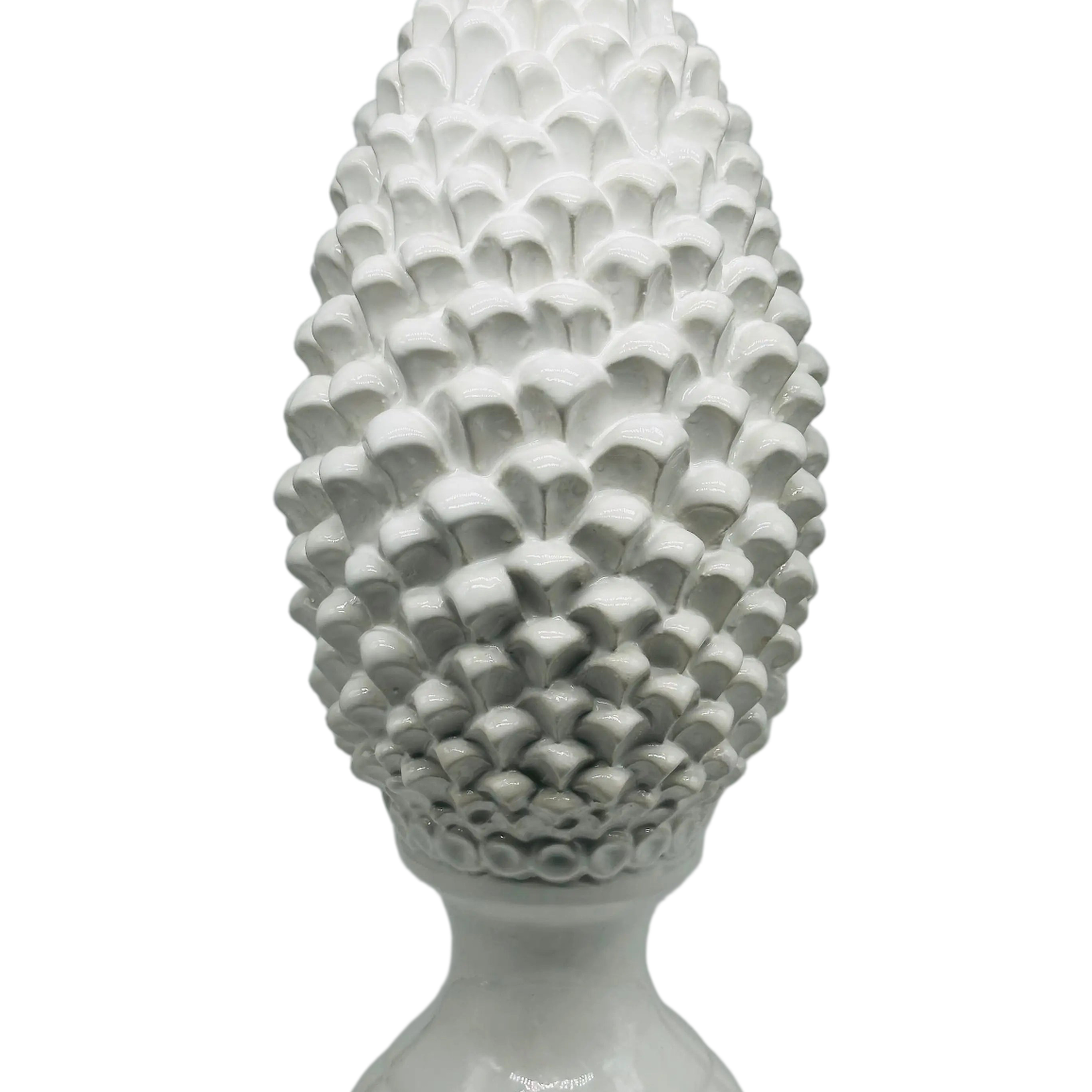 Pigna Ceramica Caltagirone cm H.45 Artigianale Bianco Linea Luis DD CERAMICHE SICILIANE