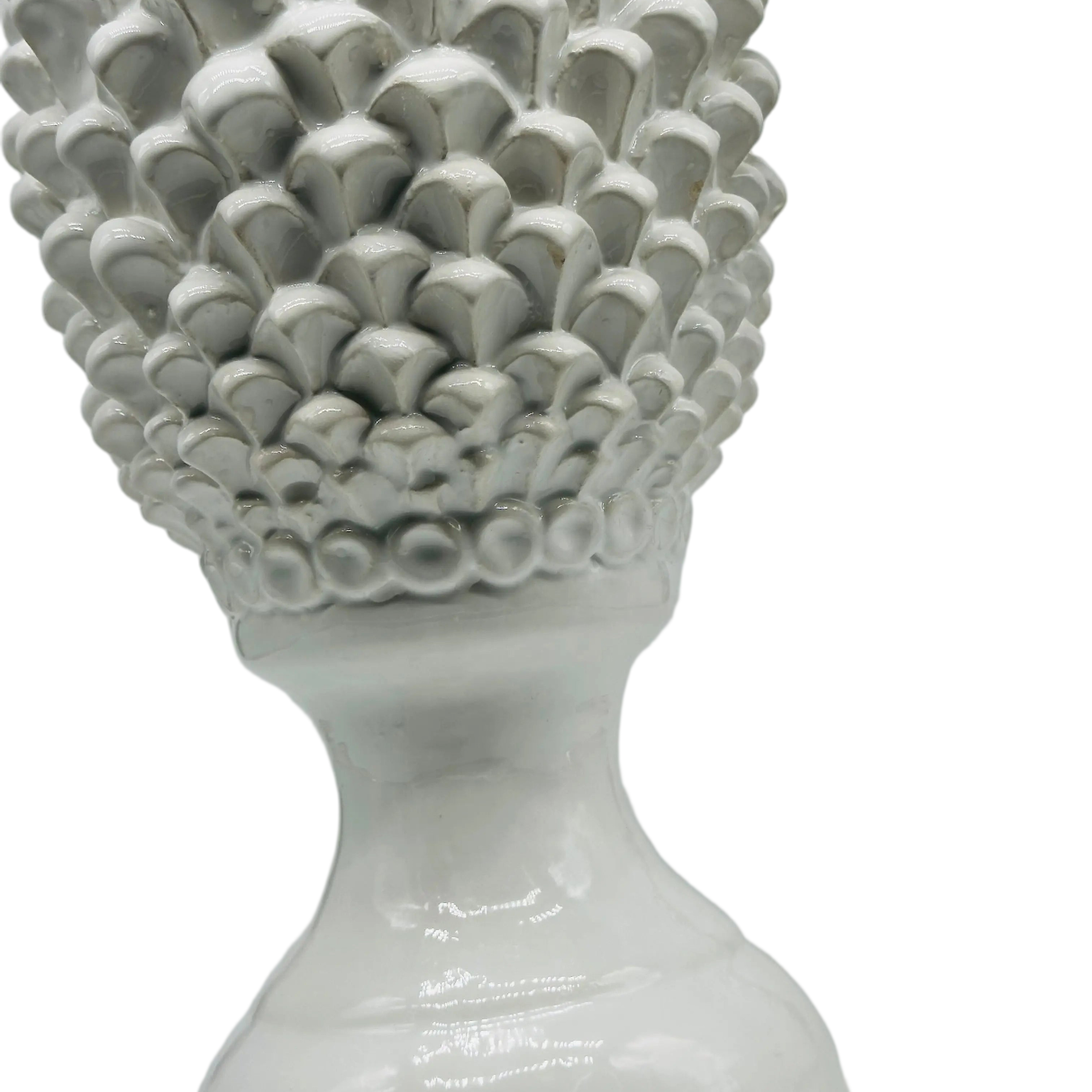 Pigna Ceramica Caltagirone cm H.45 Artigianale Bianco Linea Luis DD CERAMICHE SICILIANE