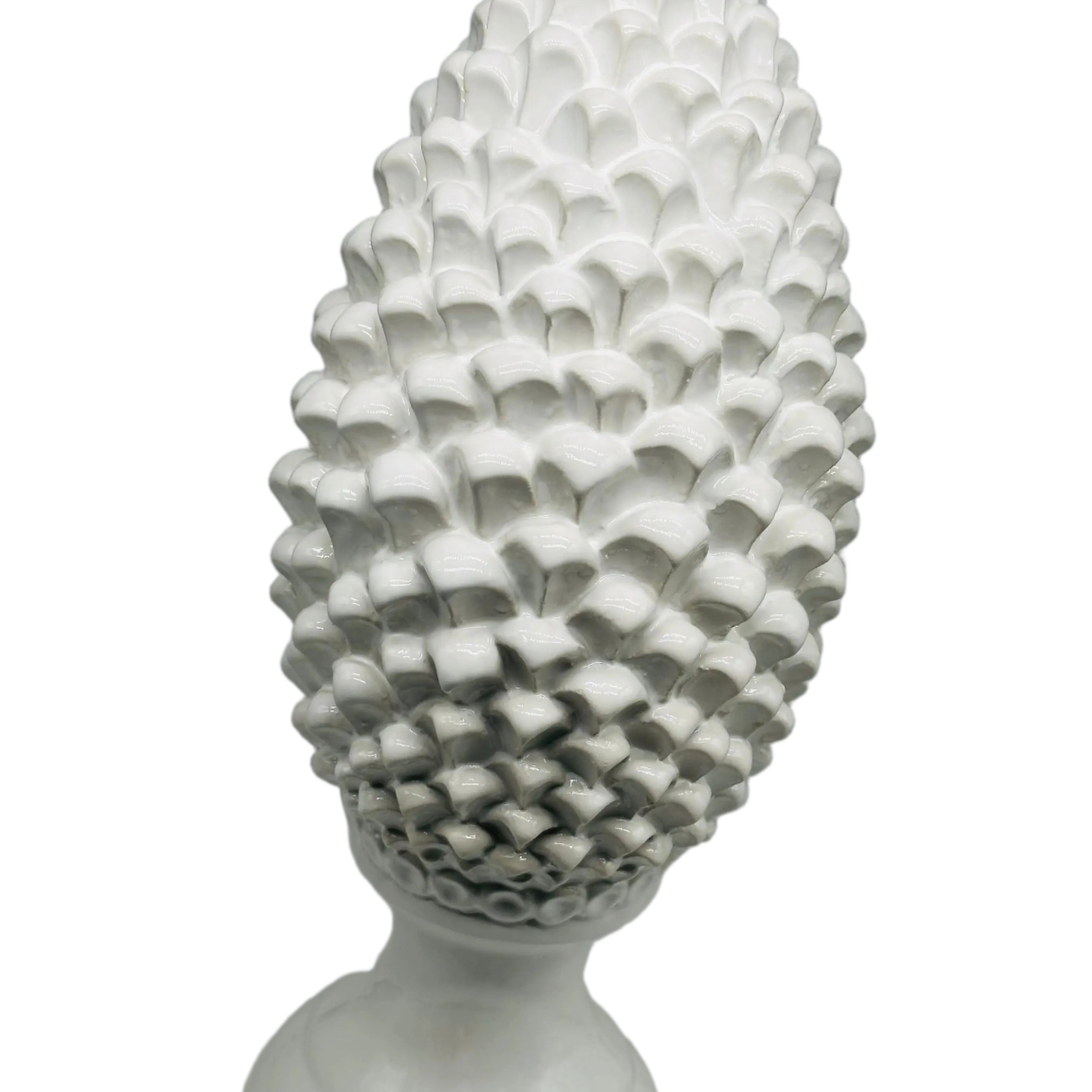 Pigna Ceramica Caltagirone cm H.45 Artigianale Bianco Linea Luis DD CERAMICHE SICILIANE