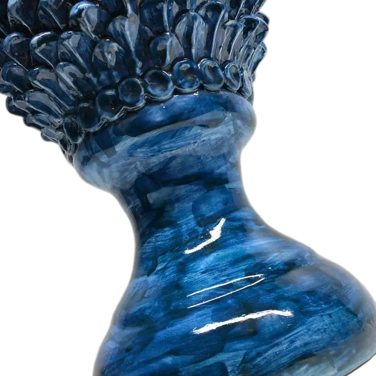 Pigna Ceramica Caltagirone cm H.45 Artigianale Blu Antico Linea Luis DD CERAMICHE SICILIANE
