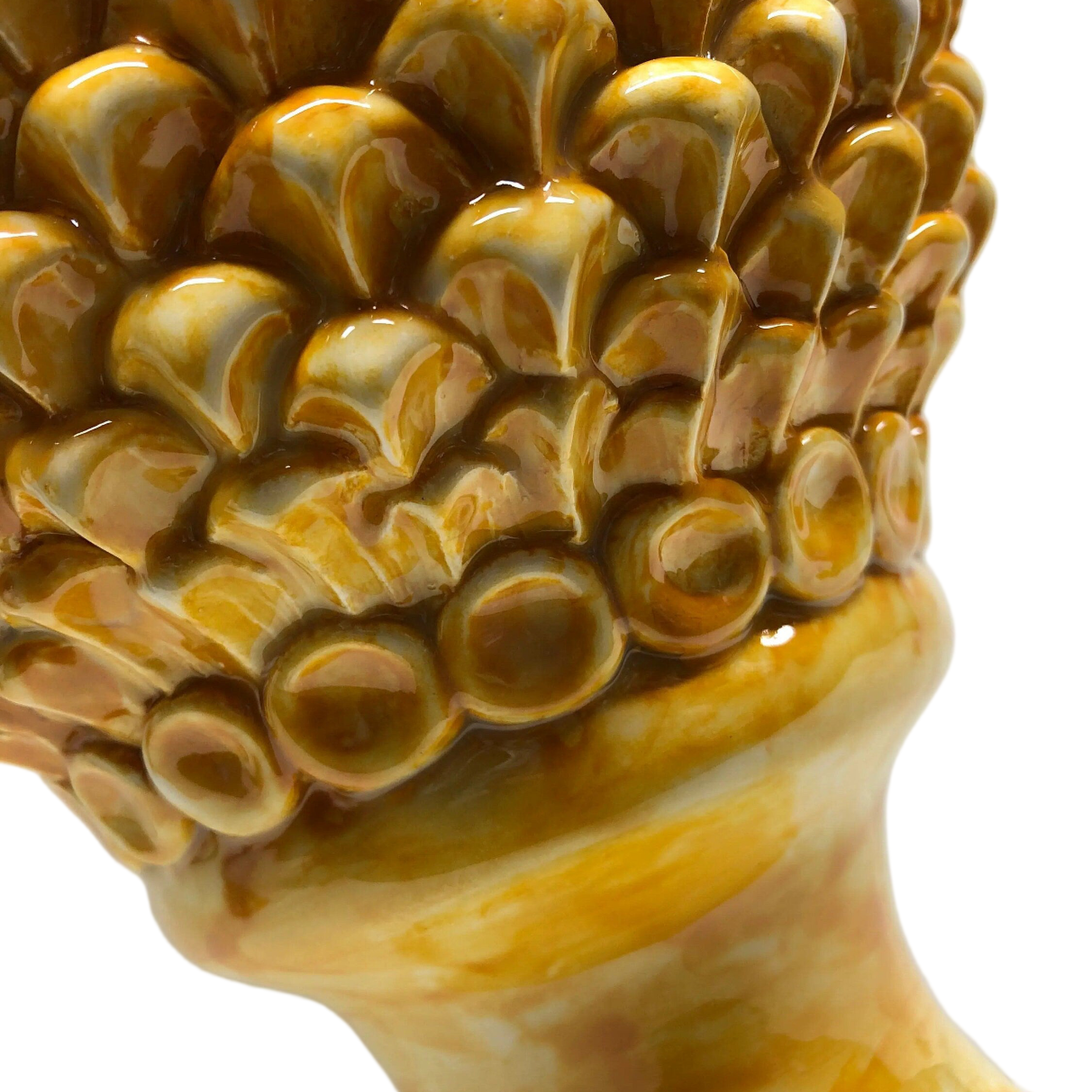 Pigna Ceramica Caltagirone cm H.45 Artigianale Giallo Linea Luis DD CERAMICHE SICILIANE