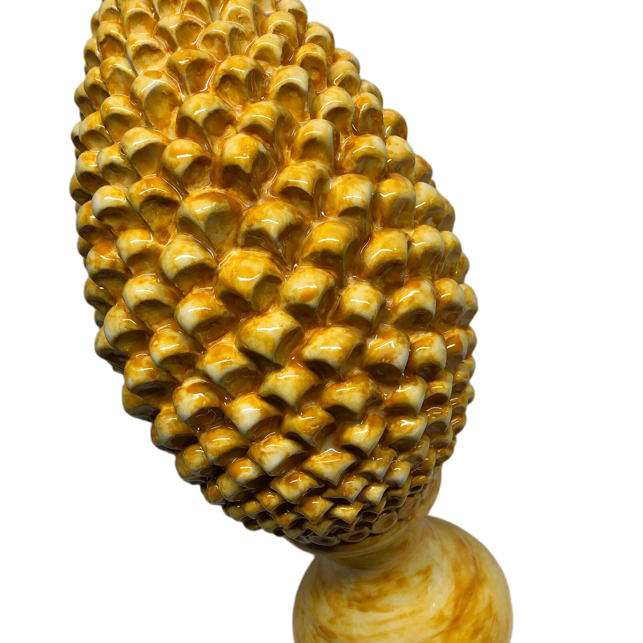 Pigna Ceramica Caltagirone cm H.45 Artigianale Giallo Linea Luis DD CERAMICHE SICILIANE