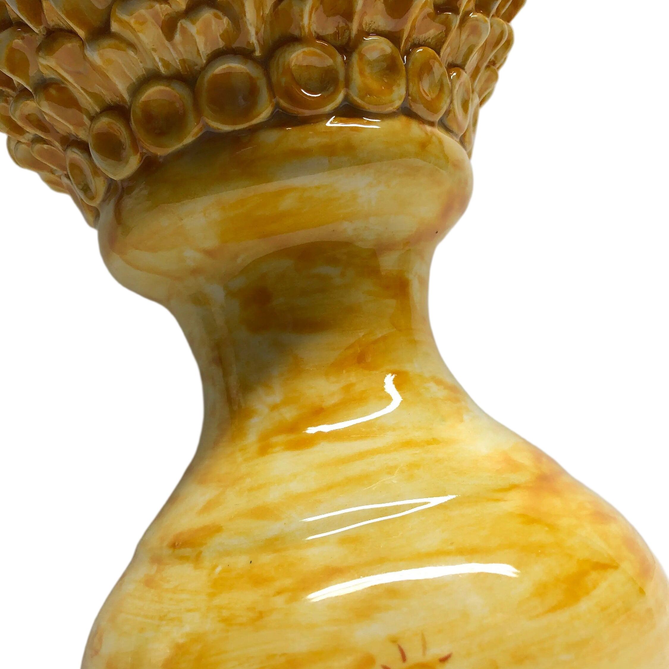 Pigna Ceramica Caltagirone cm H.45 Artigianale Giallo Linea Luis DD CERAMICHE SICILIANE