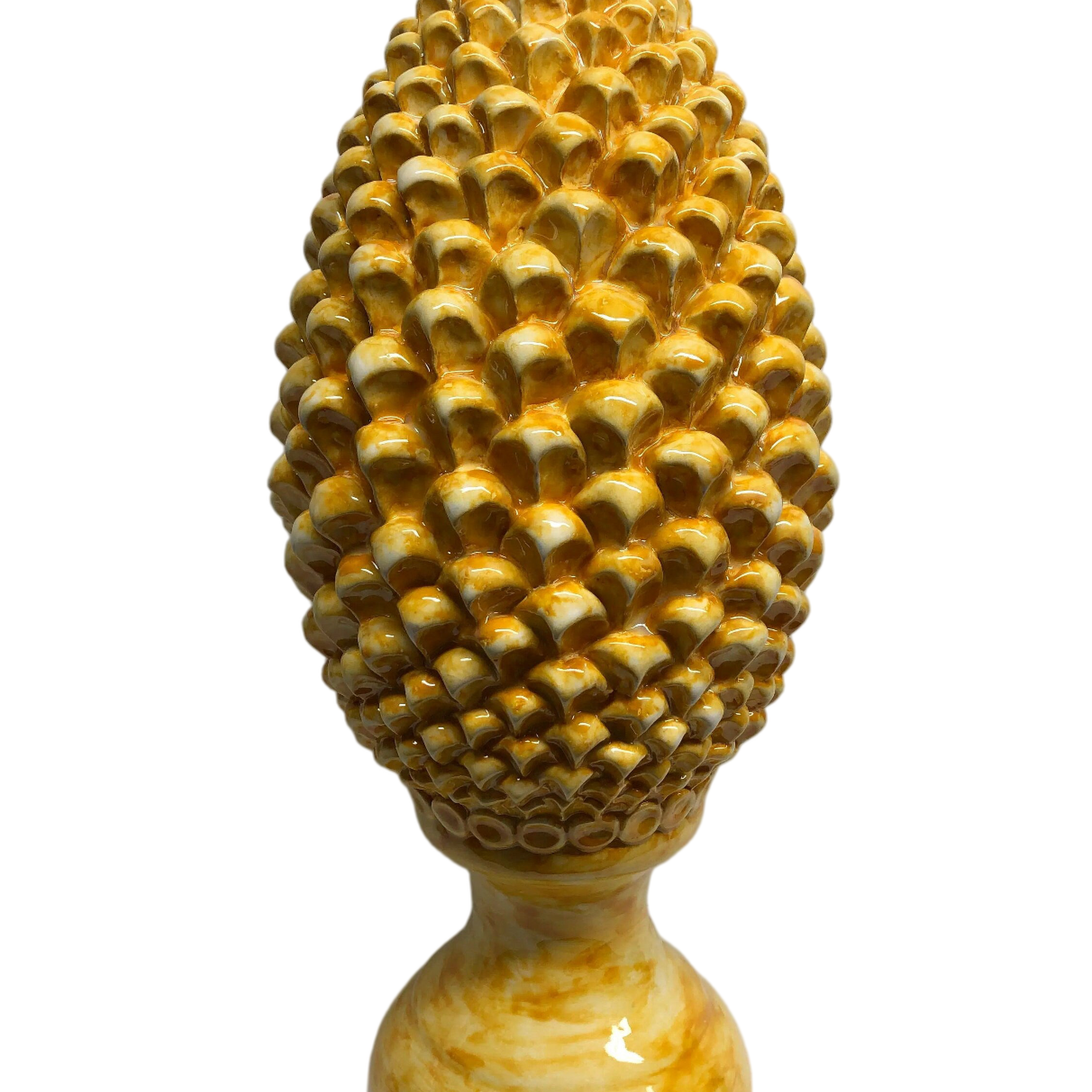 Pigna Ceramica Caltagirone cm H.45 Artigianale Giallo Linea Luis DD CERAMICHE SICILIANE