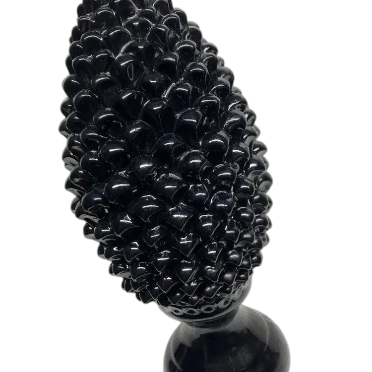 Pigna Ceramica Caltagirone cm H.45 Artigianale Nero Linea Luis DD CERAMICHE SICILIANE