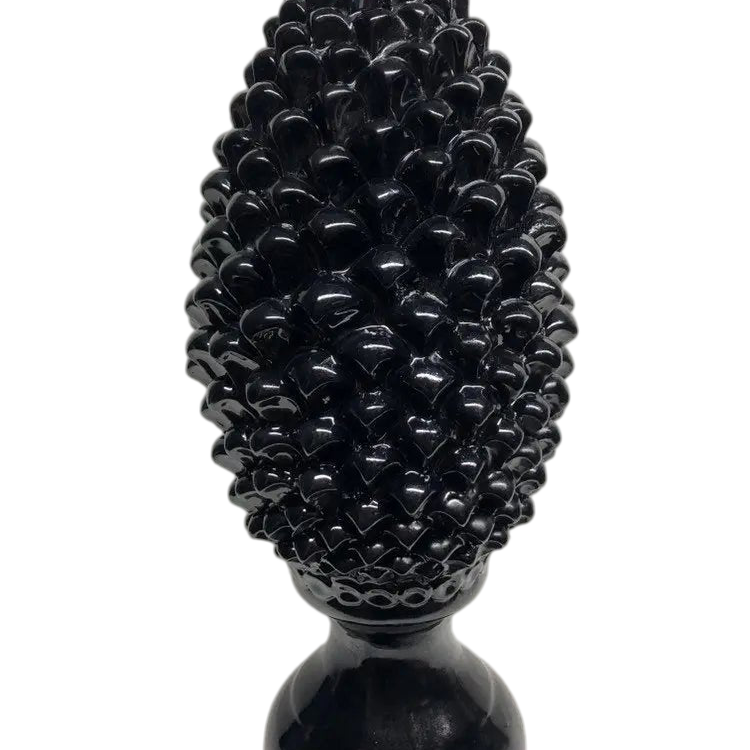 Pigna Ceramica Caltagirone cm H.45 Artigianale Nero Linea Luis DD CERAMICHE SICILIANE