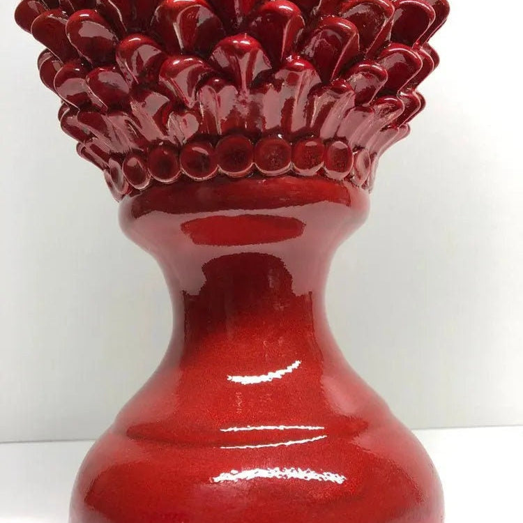 Pigna Ceramica Caltagirone cm H.45 Artigianale Rosso Lava Linea Luis DD CERAMICHE SICILIANE