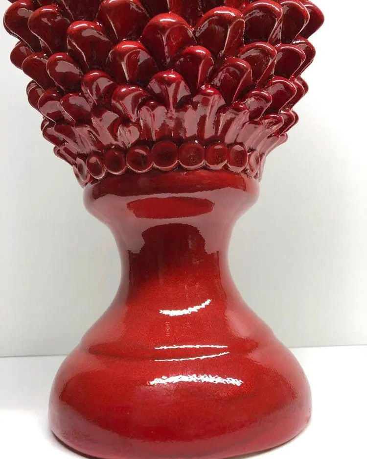 Pigna Ceramica Caltagirone cm H.45 Artigianale Rosso Lava Linea Luis DD CERAMICHE SICILIANE