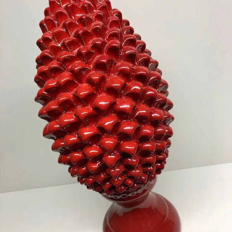 Pigna Ceramica Caltagirone cm H.45 Artigianale Rosso Lava Linea Luis DD CERAMICHE SICILIANE