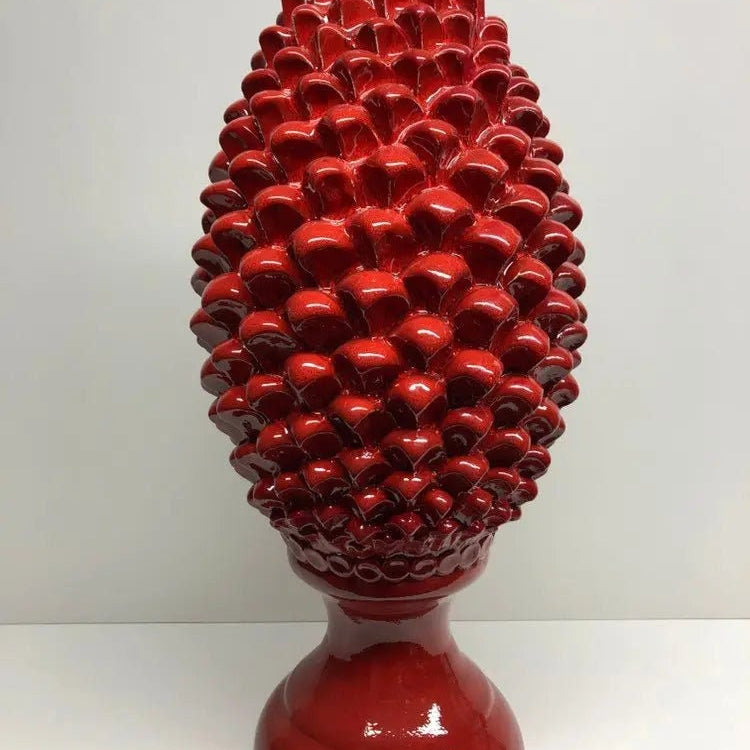 Pigna Ceramica Caltagirone cm H.45 Artigianale Rosso Lava Linea Luis DD CERAMICHE SICILIANE