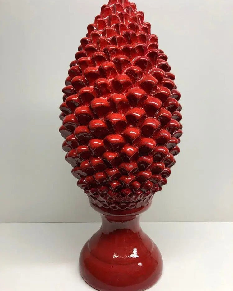 Pigna Ceramica Caltagirone cm H.45 Artigianale Rosso Lava Linea Luis DD CERAMICHE SICILIANE
