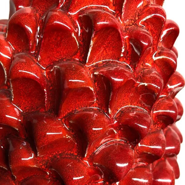 Pigna Ceramica Caltagirone cm H.45 Artigianale Rosso Lava Linea Luis DD CERAMICHE SICILIANE