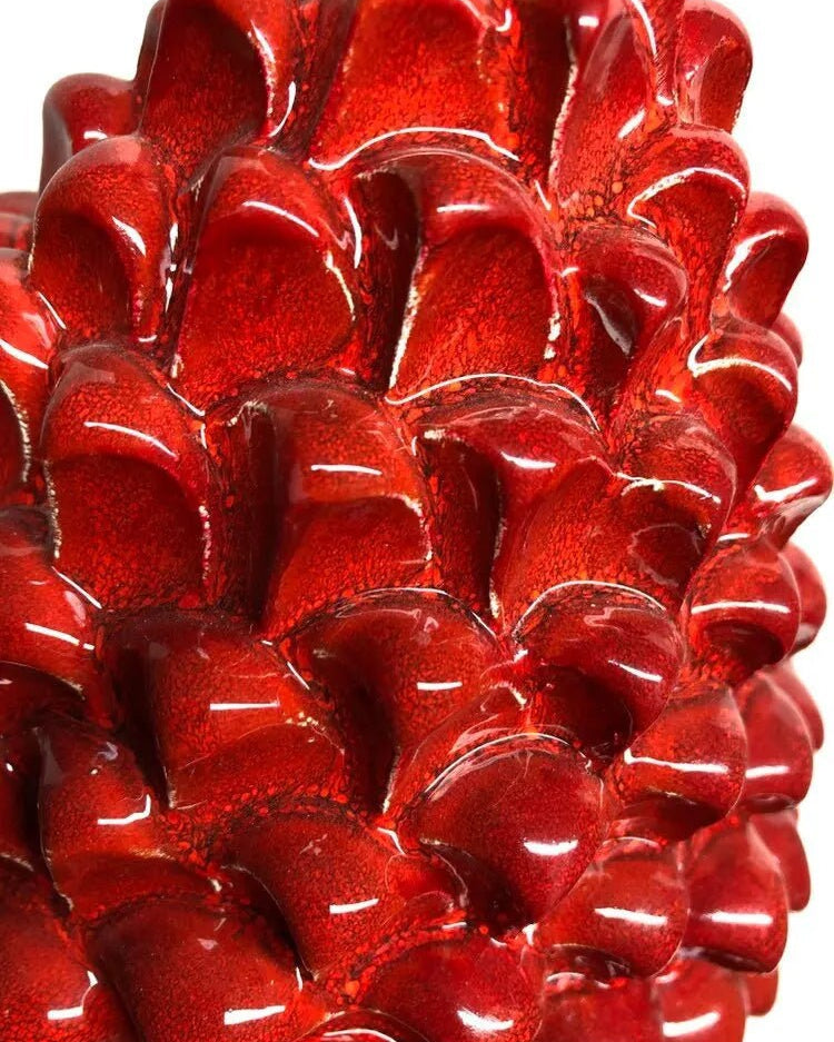 Pigna Ceramica Caltagirone cm H.45 Artigianale Rosso Lava Linea Luis DD CERAMICHE SICILIANE
