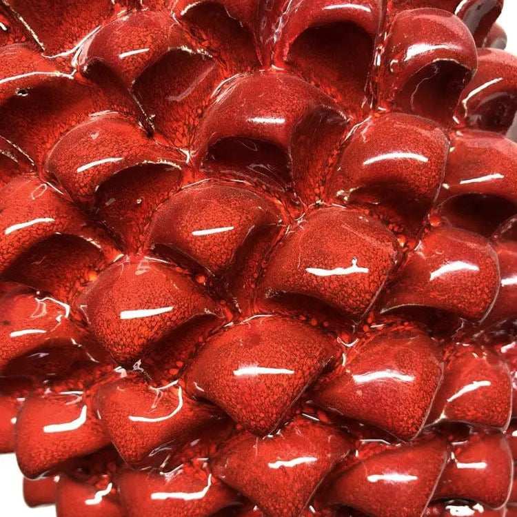 Pigna Ceramica Caltagirone cm H.45 Artigianale Rosso Lava Linea Luis DD CERAMICHE SICILIANE