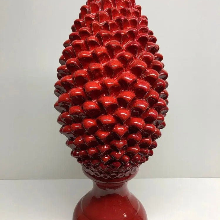 Pigna Ceramica Caltagirone cm H.45 Artigianale Rosso Lava Linea Luis DD CERAMICHE SICILIANE