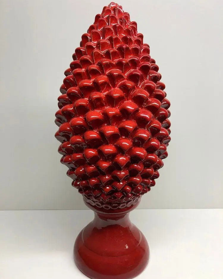 Pigna Ceramica Caltagirone cm H.45 Artigianale Rosso Lava Linea Luis DD CERAMICHE SICILIANE