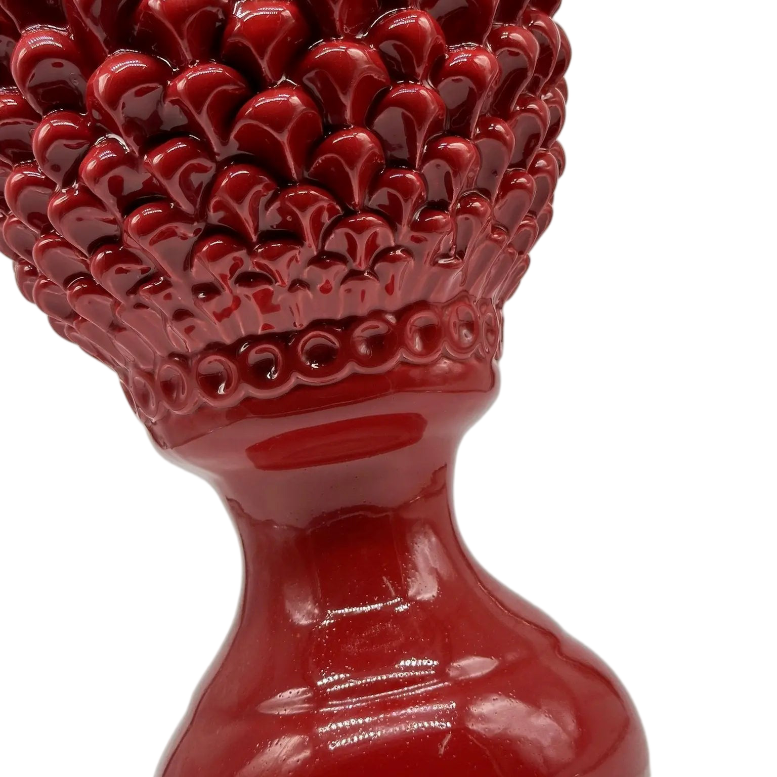 Pigna Ceramica Caltagirone cm H.45 Artigianale Rosso Linea Luis DD CERAMICHE SICILIANE
