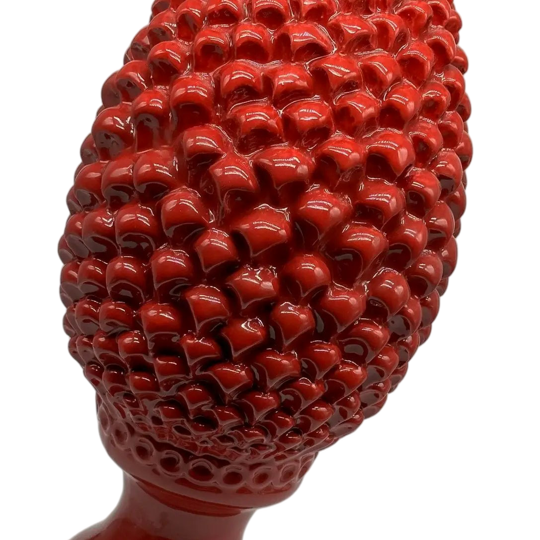 Pigna Ceramica Caltagirone cm H.45 Artigianale Rosso Linea Luis DD CERAMICHE SICILIANE
