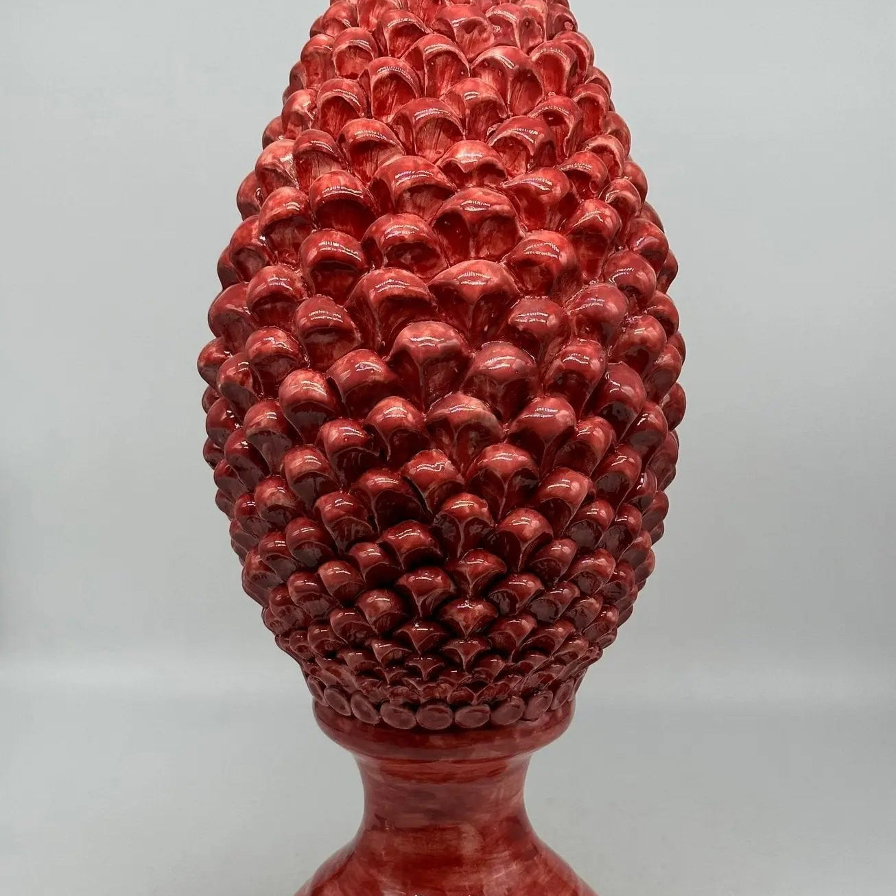 FINE SERIE - Pigna Ceramica Caltagirone cm H.45 Artigianale Rosso Sfumato Linea Luis - PIGNA