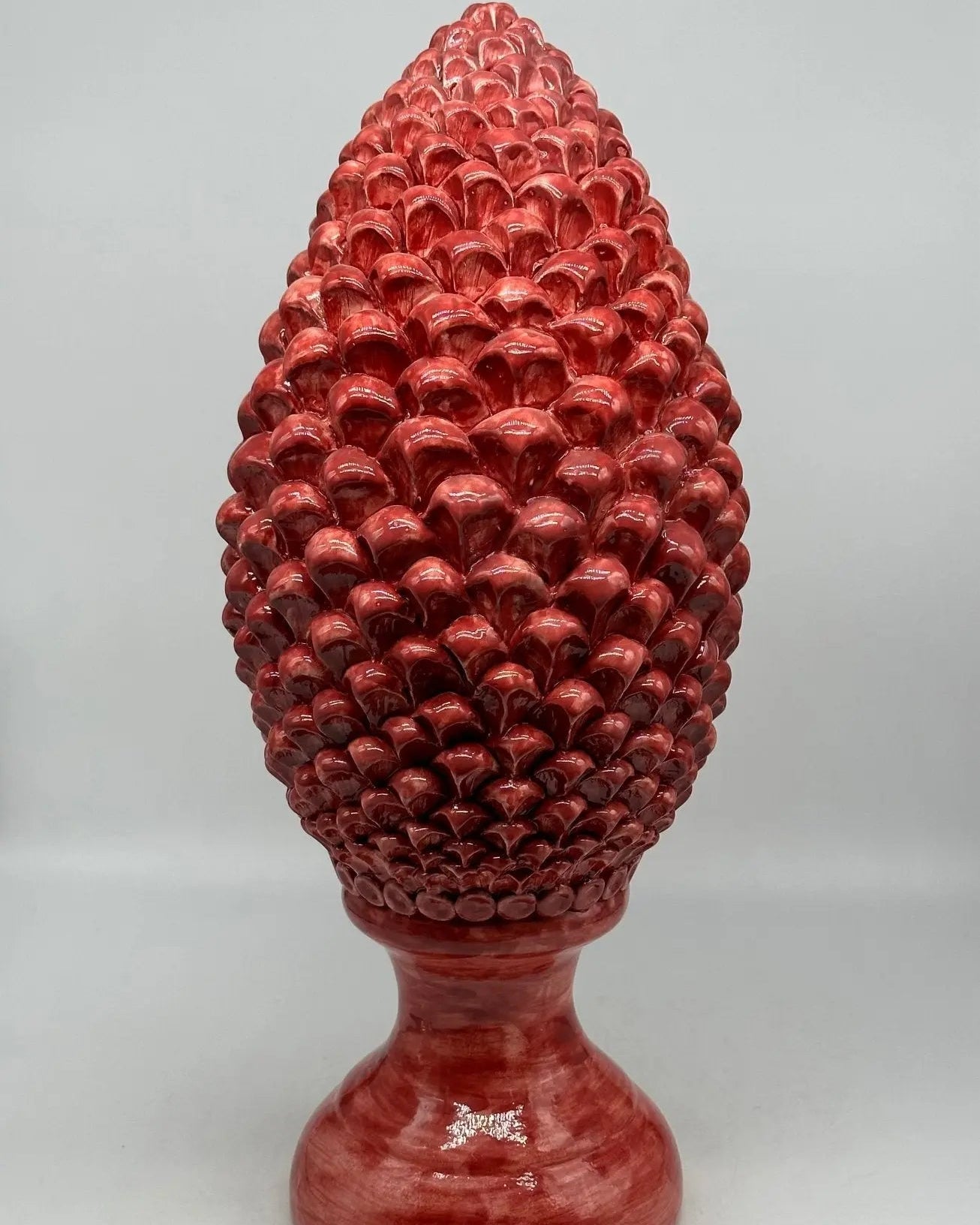 FINE SERIE - Pigna Ceramica Caltagirone cm H.45 Artigianale Rosso Sfumato Linea Luis - PIGNA