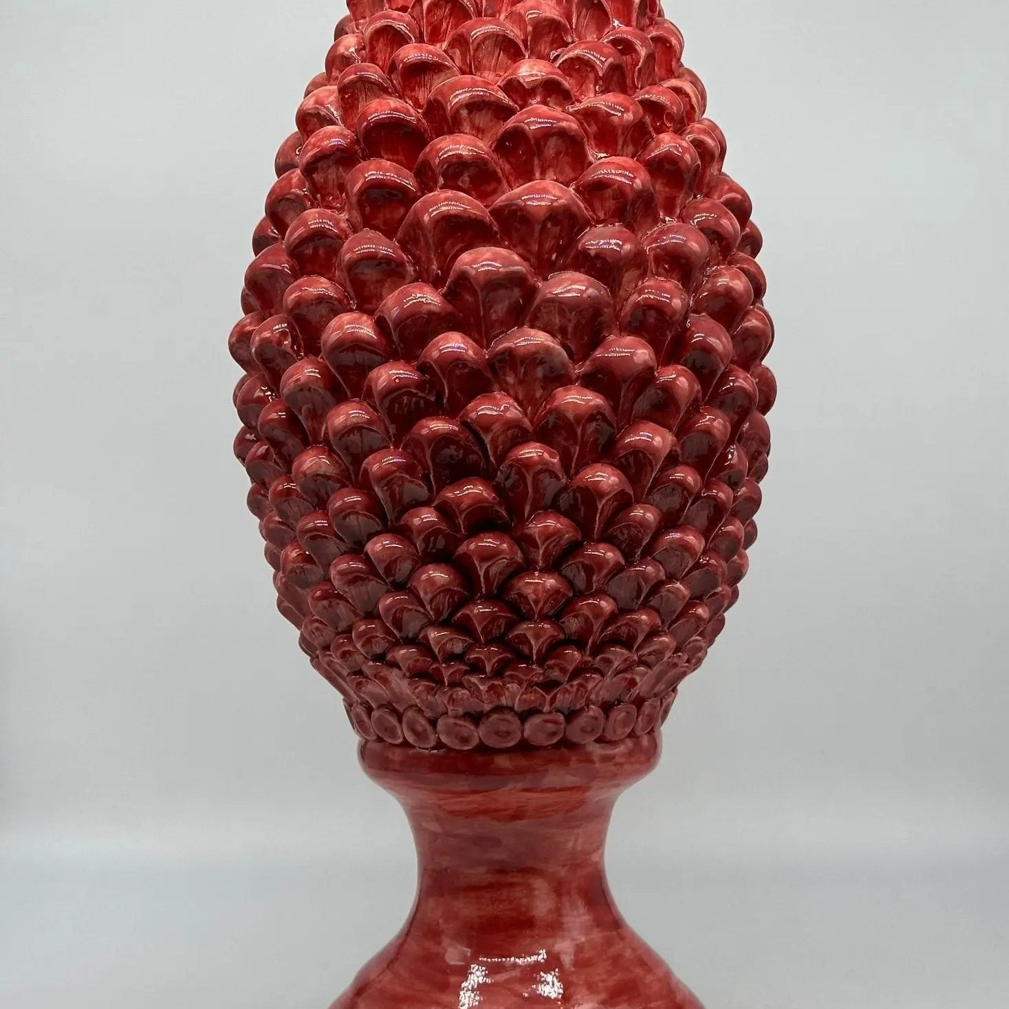 FINE SERIE - Pigna Ceramica Caltagirone cm H.45 Artigianale Rosso Sfumato Linea Luis - PIGNA