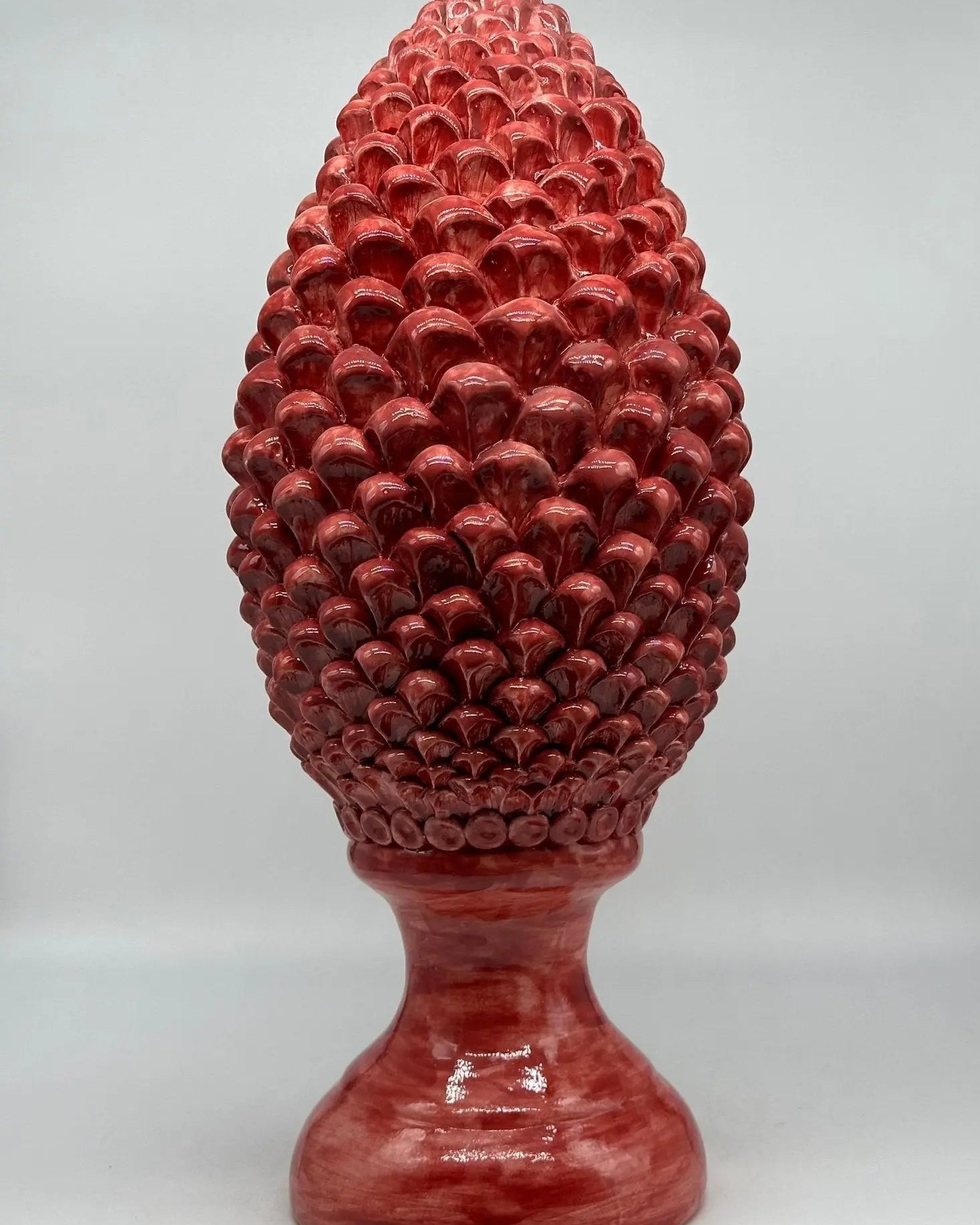 FINE SERIE - Pigna Ceramica Caltagirone cm H.45 Artigianale Rosso Sfumato Linea Luis - PIGNA
