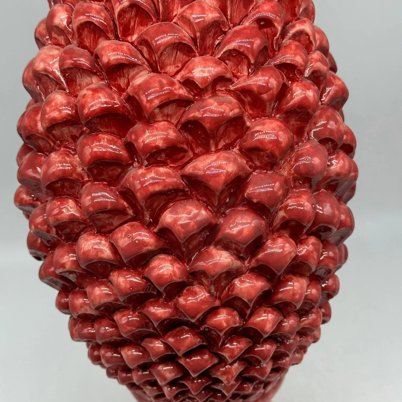 FINE SERIE - Pigna Ceramica Caltagirone cm H.45 Artigianale Rosso Sfumato Linea Luis - PIGNA