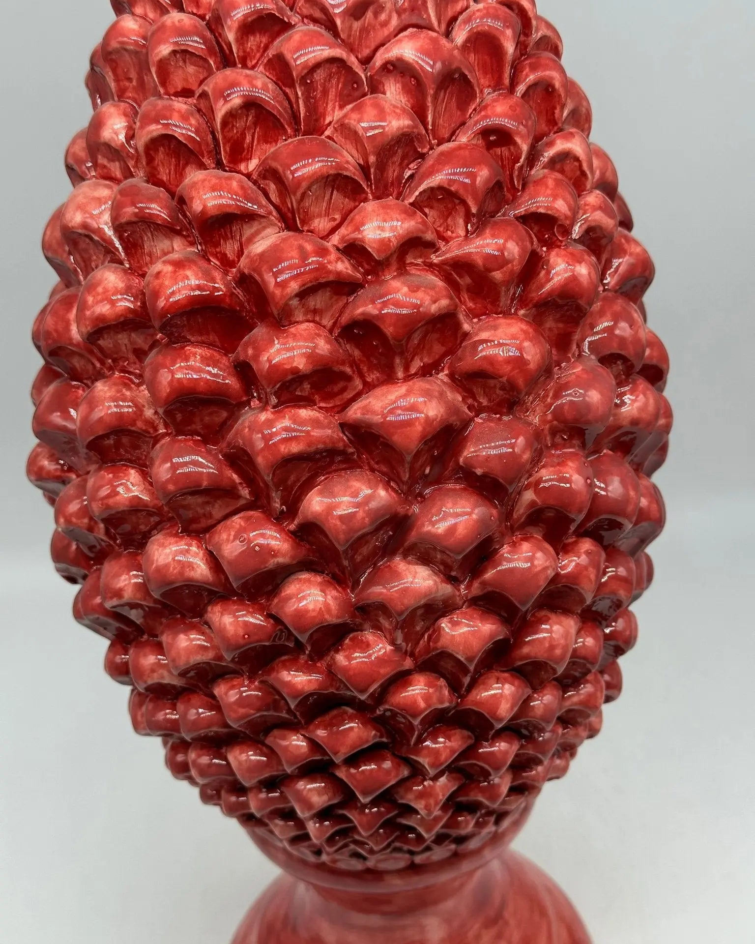 FINE SERIE - Pigna Ceramica Caltagirone cm H.45 Artigianale Rosso Sfumato Linea Luis - PIGNA